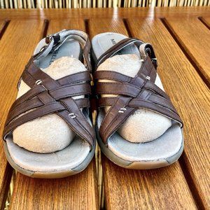 Merrell Womens Sundial Braid Bracken Brown Block Heel Slingback Sandal Size 9 M